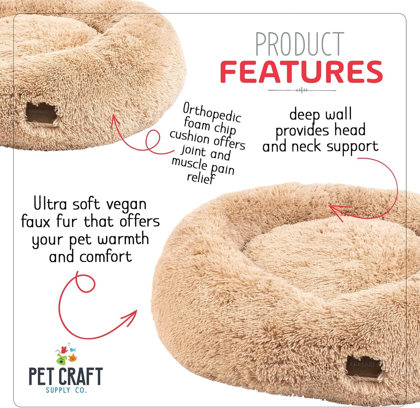 Wellness Calming Dog Bed for Small Dogs - Cat Bed for Indoor Cats - with Bonus Matching Dog Blanket Cat Blanket to Combat Anxiety Xlarge