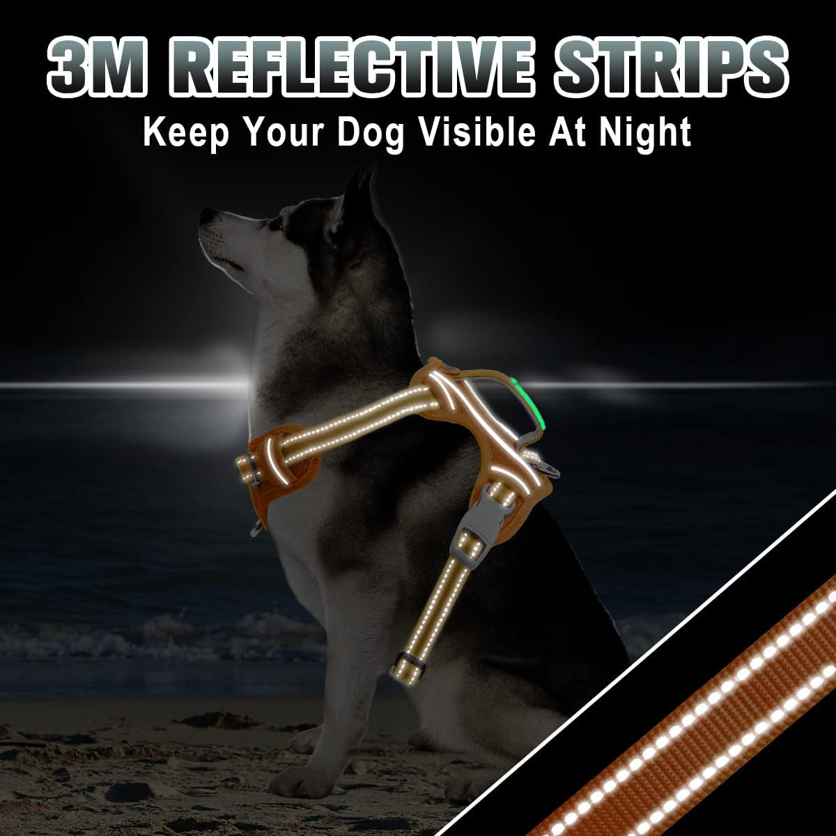 No Pull Dog Harness Large Reflective Dog Harness with Front Clip and Easy Control Handle for Walking Training Running with ID Tag Pocket(Orange,M)